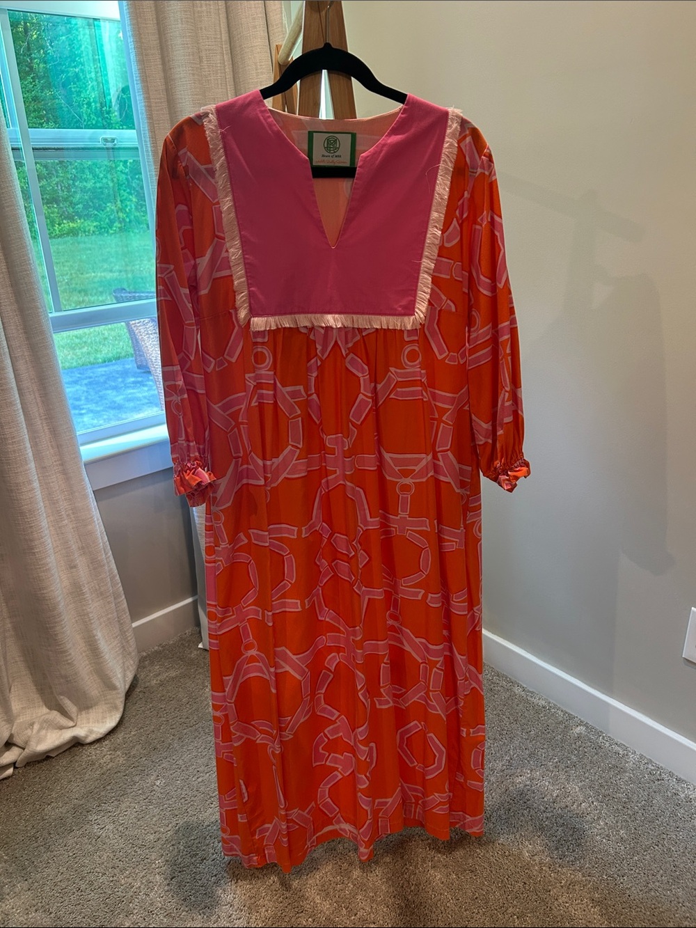 Bright Orange and Pink Printed Maxi Dress - Women